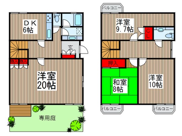 大井戸建貸家の物件間取画像